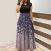 Summer Dresses For Women 2023 Fashion Casual Floral Print Round Neck Short-Sleeved Large Size Maxi Dresses
