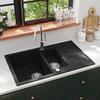VidaXL Kitchen Sink In Granite Double Bowl Black Kitchen Home Decoration 142950