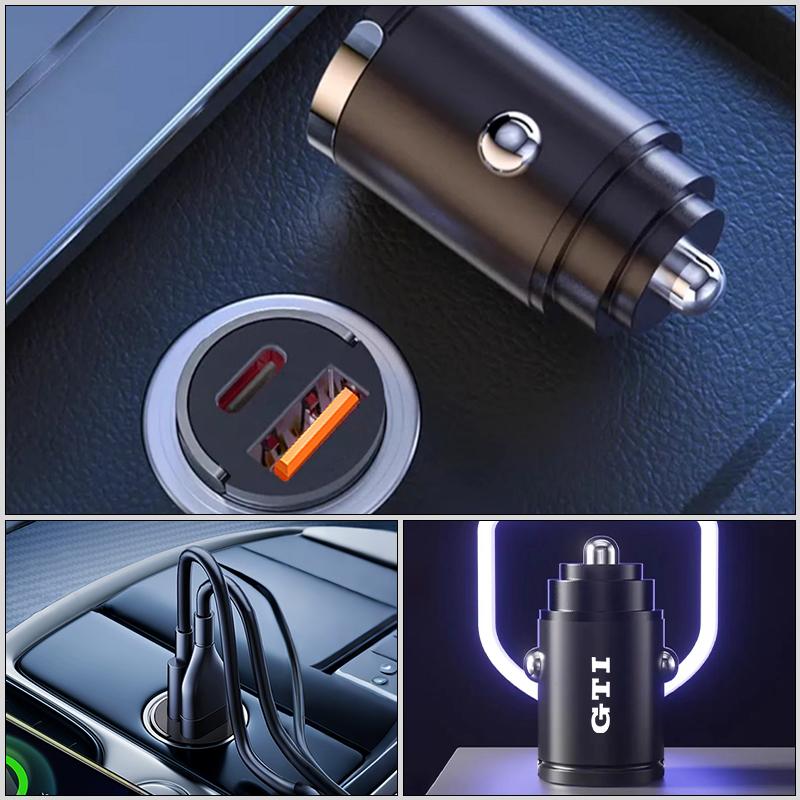 PIG1 Mini Car Charger Fast Charging USB Type C Car Phone Charger For Volkswagen VW Tiguan CC Jetta Polo Golf Passat Scirocco T-ROC