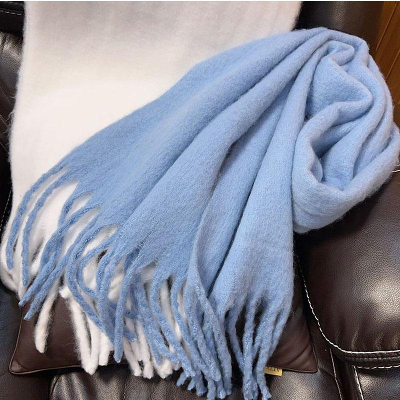 Thickened Warm Cold-proof White Shawl Scarf Women's Autumn Winter Warm Long Tassels Scarf