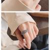 Adjustable Open Ring With Vintage Abacus Motif Oxidized Red Agate Inlay Sterling Unisex Boho Retro Jewelry