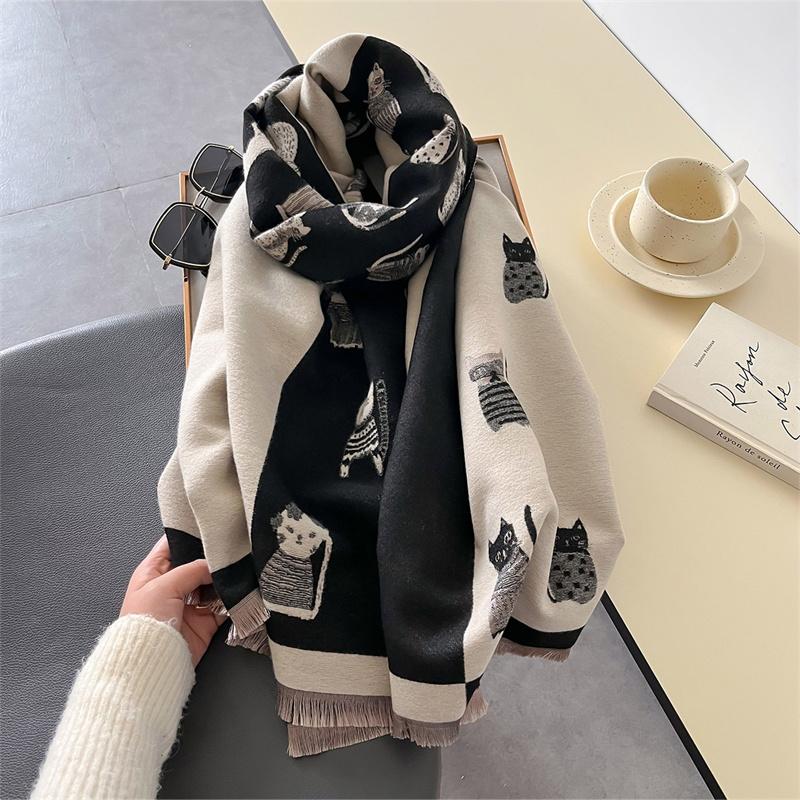 Luxury Winter Cashmere Scarf Women Design Warm Pashmina Blanket Poncho Scarves Female Shawl Wraps Thick Foulard Bufanda