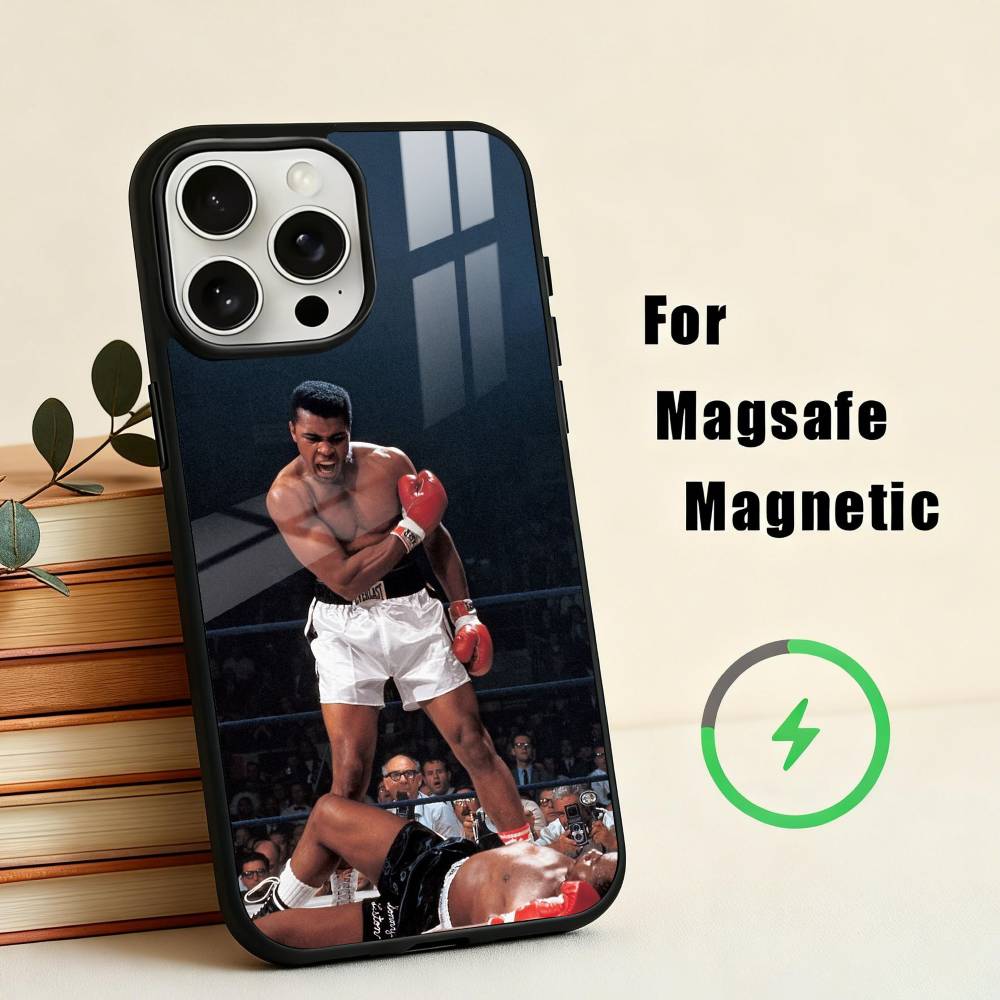 Boxing M-Muhammad A-Ali Phone Case For iPhone17,16,15,14,13,12,11 Plus,For Magnetic Wireless Charge Cover