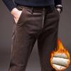 Зимние теплые вельветовые брюки мужские эластичные толстые эластичные брюки на талии из пуха брюки мужская одежда
