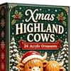 24 Day Christmas Countdown Box Highland Cow Advent Calendar, Cute 3D Mini Figures, Animal Gift Set Farmhouse Holiday Decor, for Lovers Decorative
