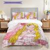 Cute cartoon theme Sailor Moon Tsukino Usagi cartoon comfortable home duvet cover and pillowcase (1 * duvet cover+2 * pillowcase, without core)A10