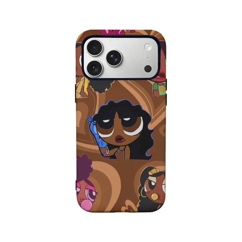 Роскошный Clmj Милый Чехол для Телефона The P-Powerpuffs Girls для iPhone 17 16 15 14 13 12 11 X Air Pro Max Plus Двухслойная Задняя Крышка