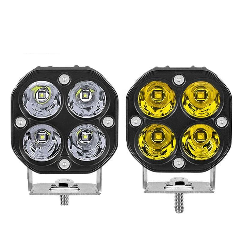 Hot Sale 40W Car Motorcycle Work Light Aluminum Alloy Black Modified 4 Inch Four-Leaf Clover Spotlight Off-Road Vehicles 12V New