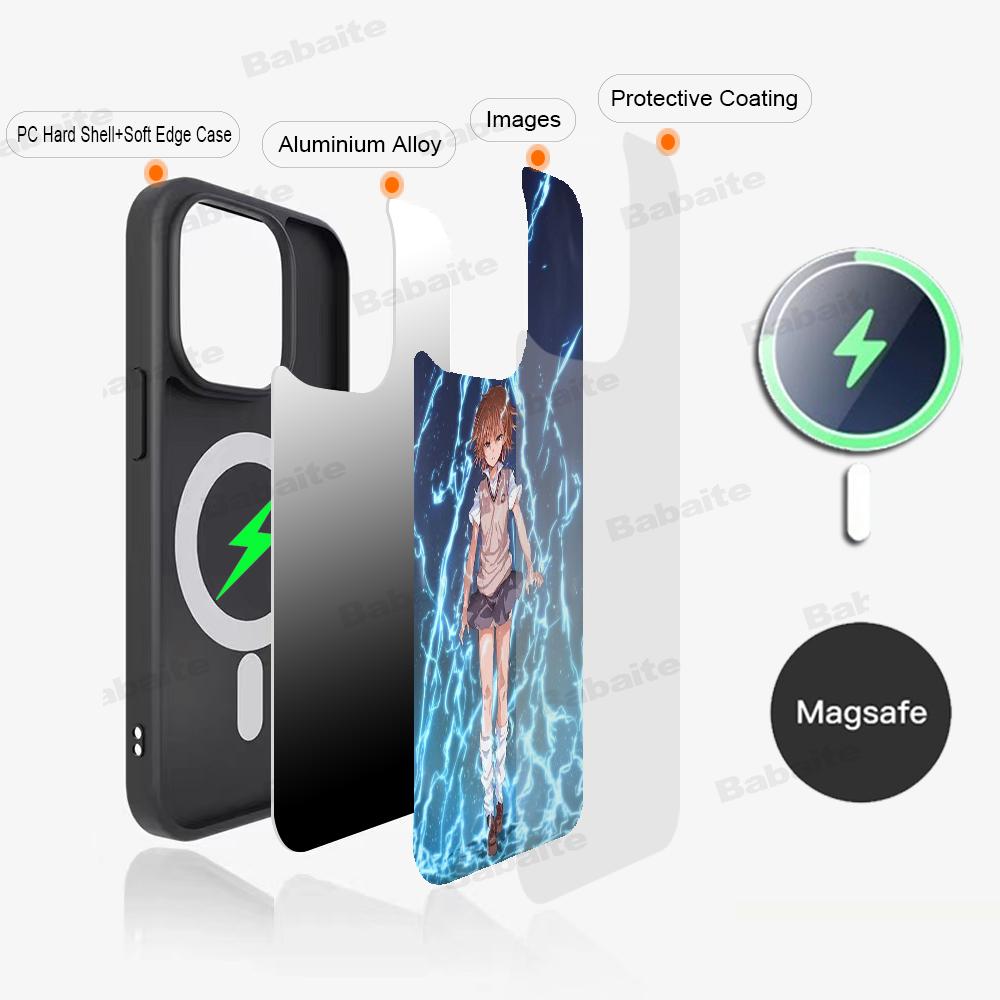 Аниме М-Мисака Микото Милый Чехол для Телефона Магнитный Чехол Для IPhone 16 14 13 12 11 15 Pro Max Plus Для Magsafe Беспроводная Зарядка Чехол