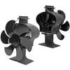 6 Blades Heat Powered Fireplace Fan Self Starting Eco Friendly Wood Stove Fan LT380 Black 152mm