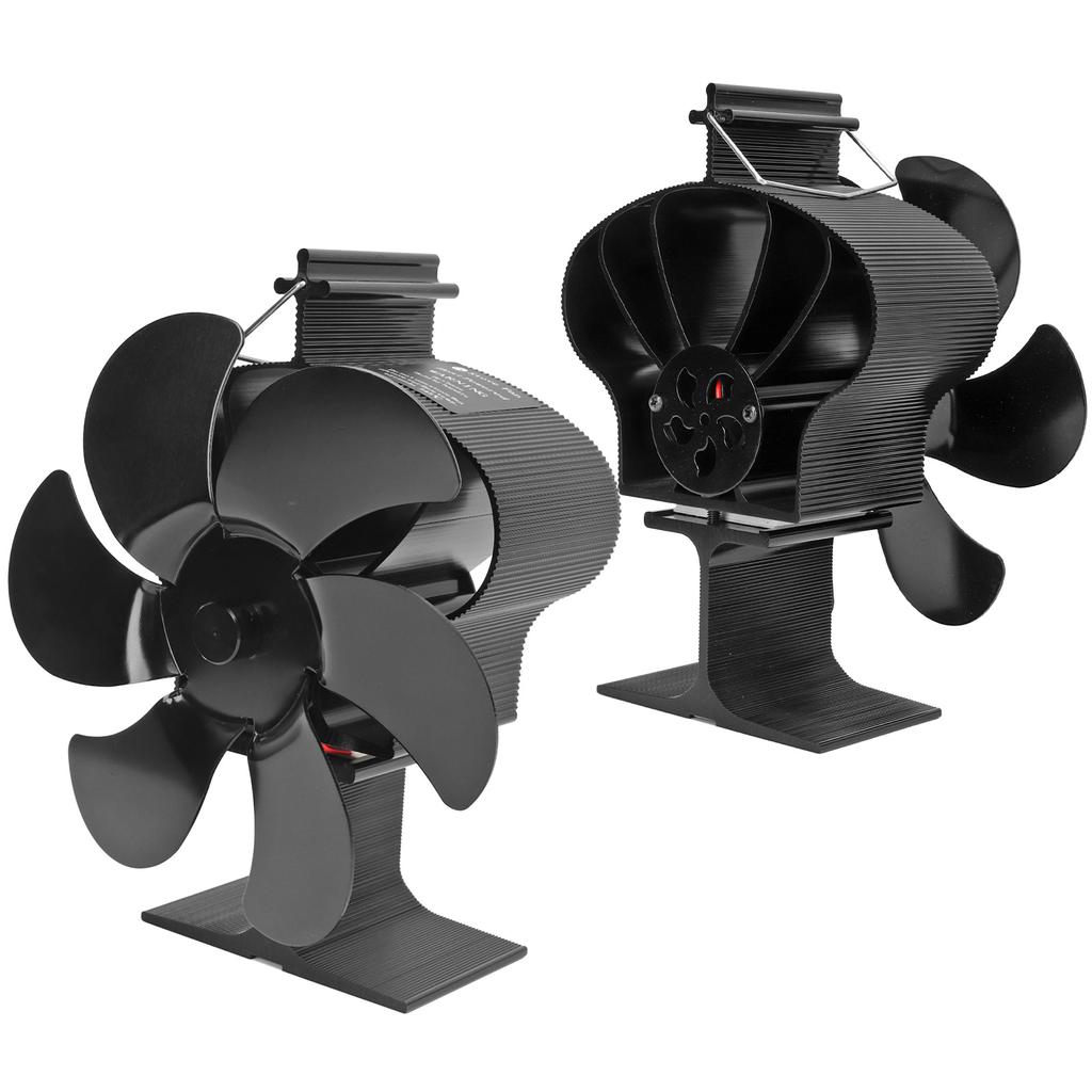 6 Blades Heat Powered Fireplace Fan Self Starting Eco Friendly Wood Stove Fan LT380 Black 152mm