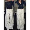 Design Sense Niche White Denim Cargo Women Lazy Style Spring Autumn New American Loose Wide Leg Long Pants