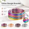 30PCs Metallic Wire Stackable Bangles Shiny Finish Bangles Set Sparkling Bracelet Set