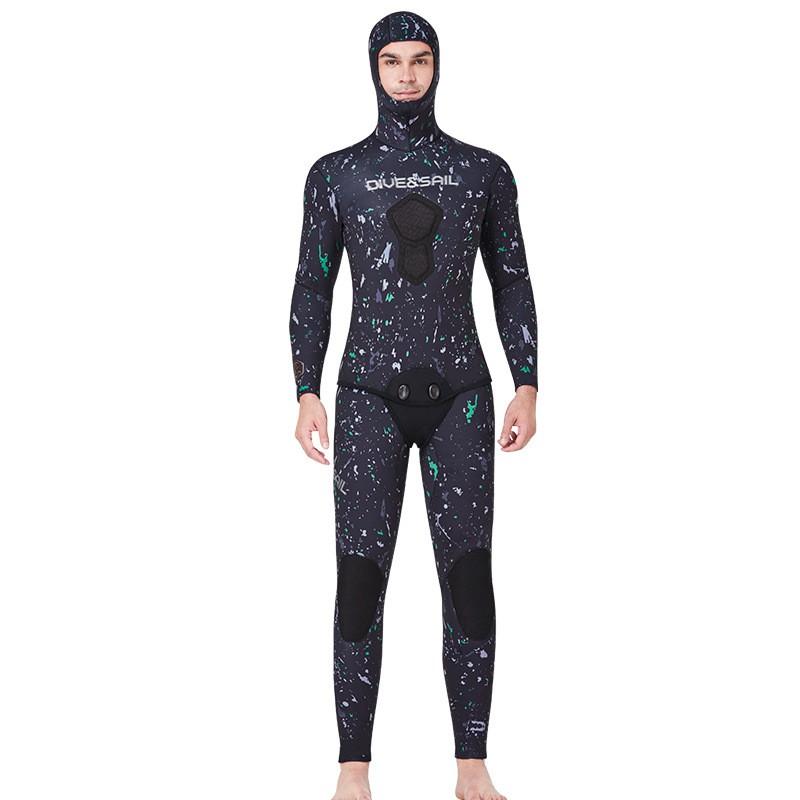 Diving Suit 5MM Fishing Hunting Split Hooded Warm CR