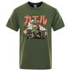 Футболки с принтом аниме «The Last Frog Samurai», мужские повседневные дышащие футболки, модные рубашки с круглым вырезом, свободный топ из хлопка с коротким рукавом