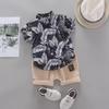 Summer Boys' Infant Casual Two-Piece Outfit - Trendy Short-Sleeve Shirt and Suit