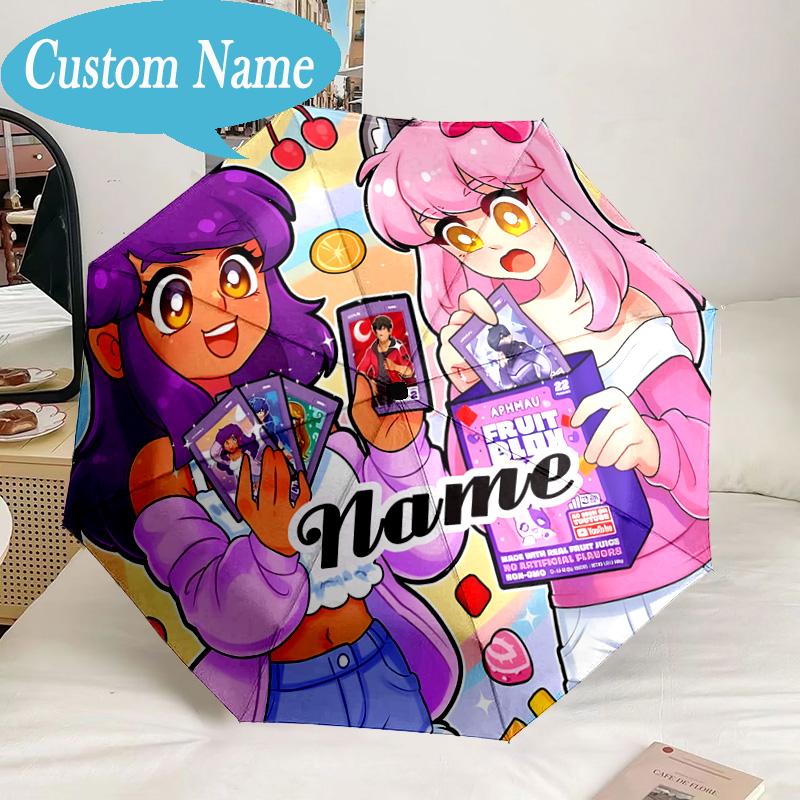 Custom Name Umbrella Aphmau Candy Adventure Umbrella 8-Frame for Travel, Camping, Casual Lightweight Portable, Essential for Family Gifts