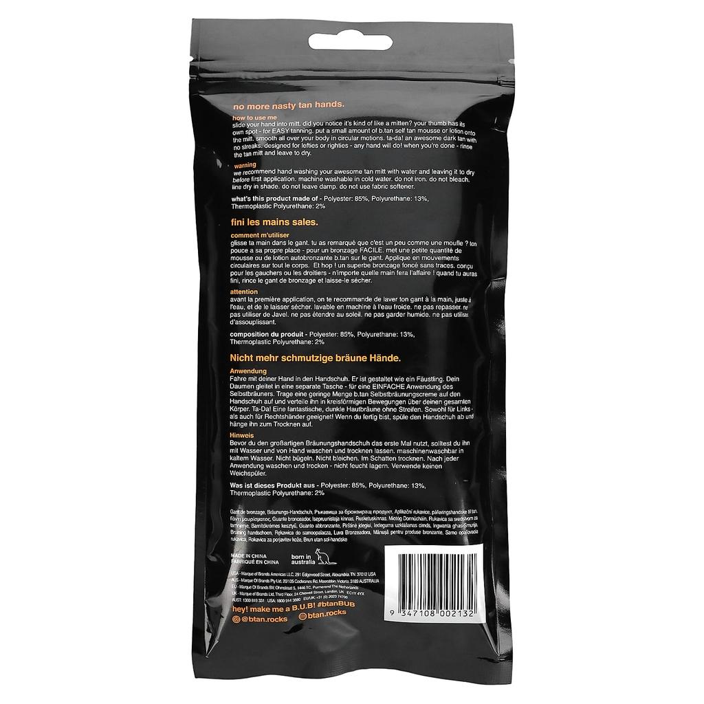 b.tan, I don't want tanning on hand, tan mitt, black, 1 piece