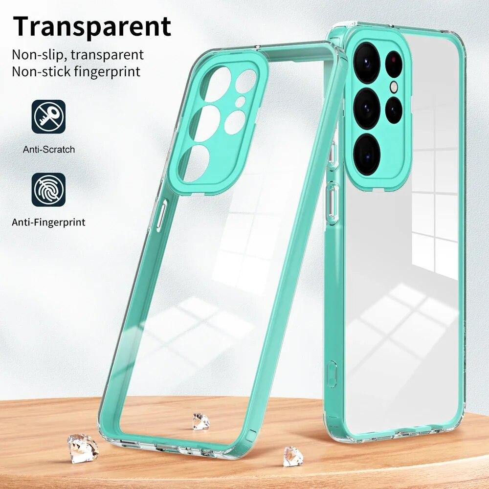 Прозрачный чехол для телефона Samsung Galaxy S24 S23 Ultra A14 A04 A34 A54 A13 A23 A33 A53 A73 A52 A24 A05 A15 A25, защитный чехол-бампер