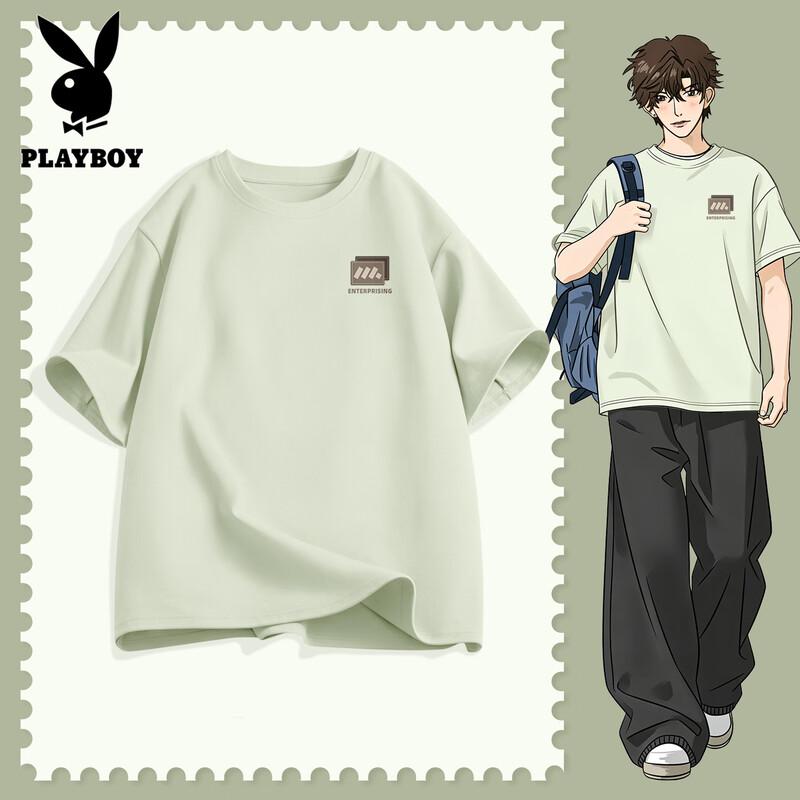 PLAYBOY Мужская футболка из хлопка свободного кроя с коротким рукавом