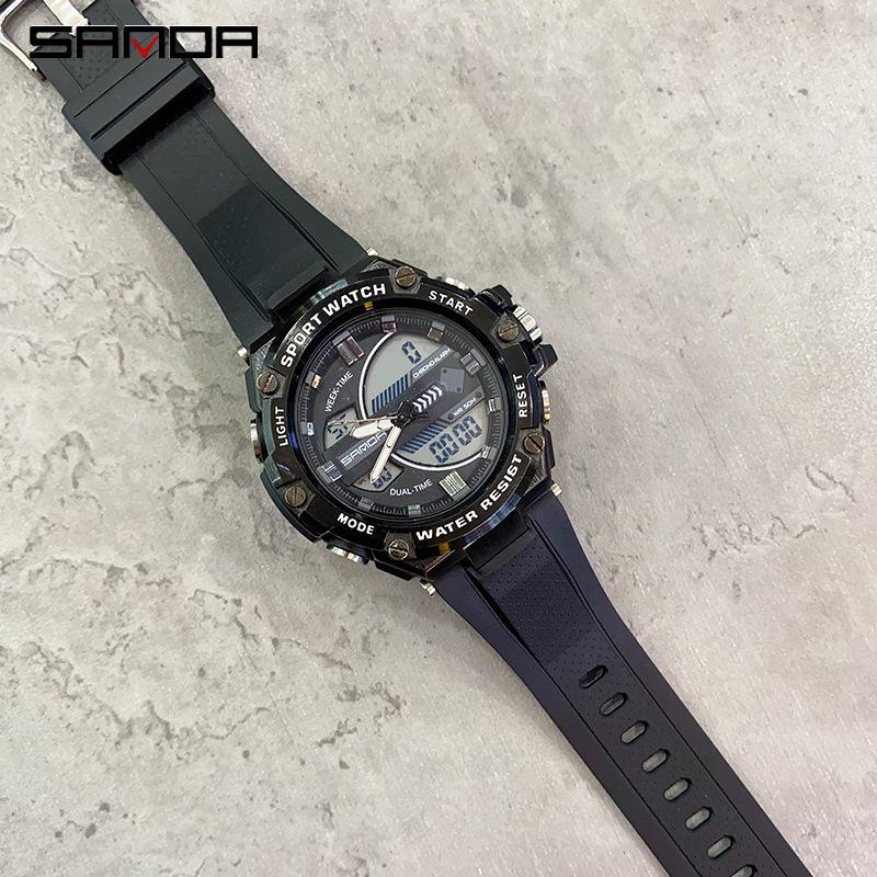 SANDA Новые электронные мужские часы, модный тренд, светящийся водонепроницаемый и противоударный будильник для занятий спортом на открытом воздухе