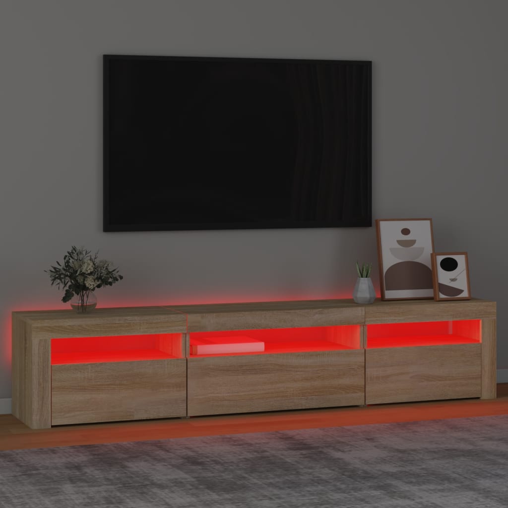 Vidaxl Szafka Pod Tv Z Oświetleniem Led, Dąb Sonoma, 195X35X40 Cm