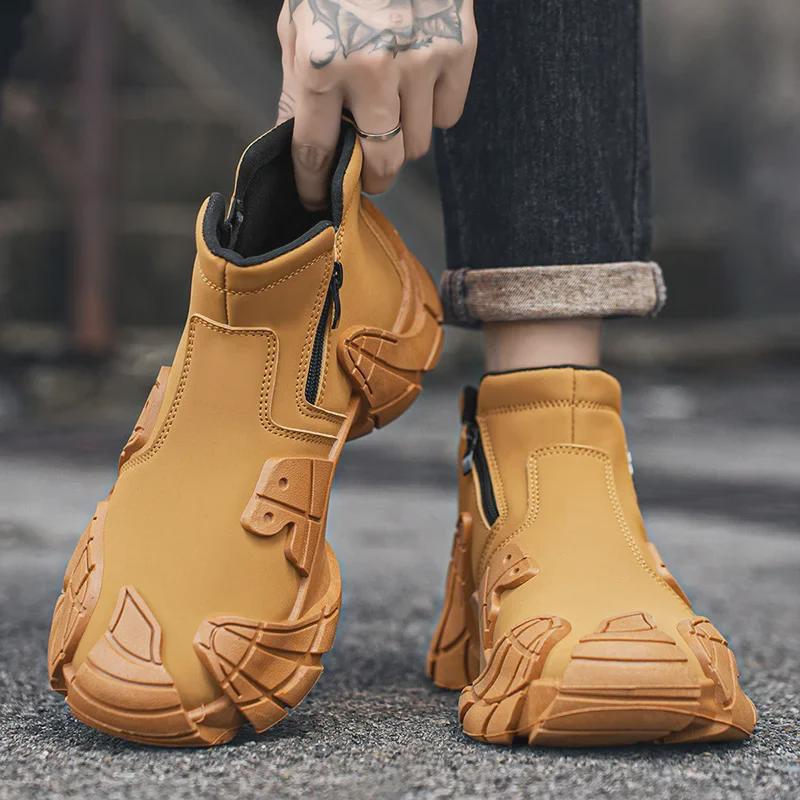 Мужские высокие повседневные туфли без застежек: Нескользящая, износостойкая обувь для активного отдыха на природе для осени и зимы