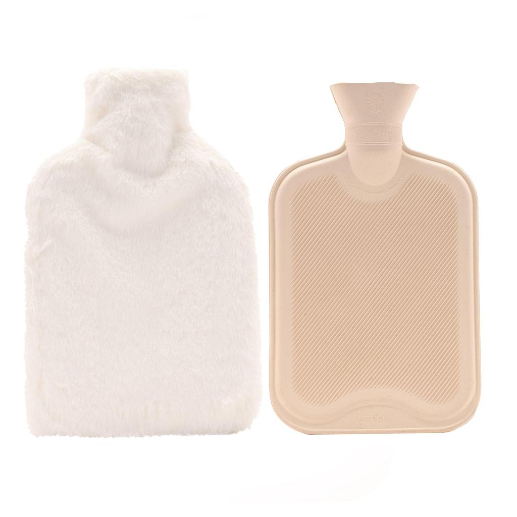 Sophia Layers Soft Faux Fur 1.7L Muff Hot Water Bottle - White