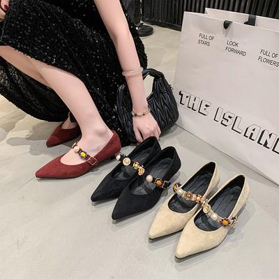 Нежные одинарные туфли весна Мэри Джейн маленький высокий каблук заостренный женские туфли ретро удобные маленькие кожаные туфли