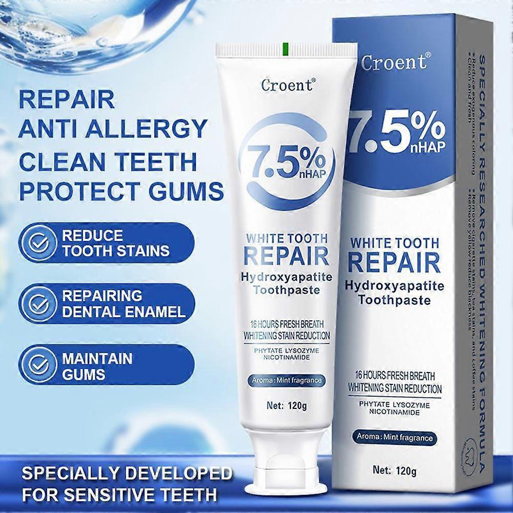 Hydroxyapatite Toothpaste Fluoride-Free Whitening Toothpaste, Daily Enamel Protection, Long-Lasting Fresh Breath