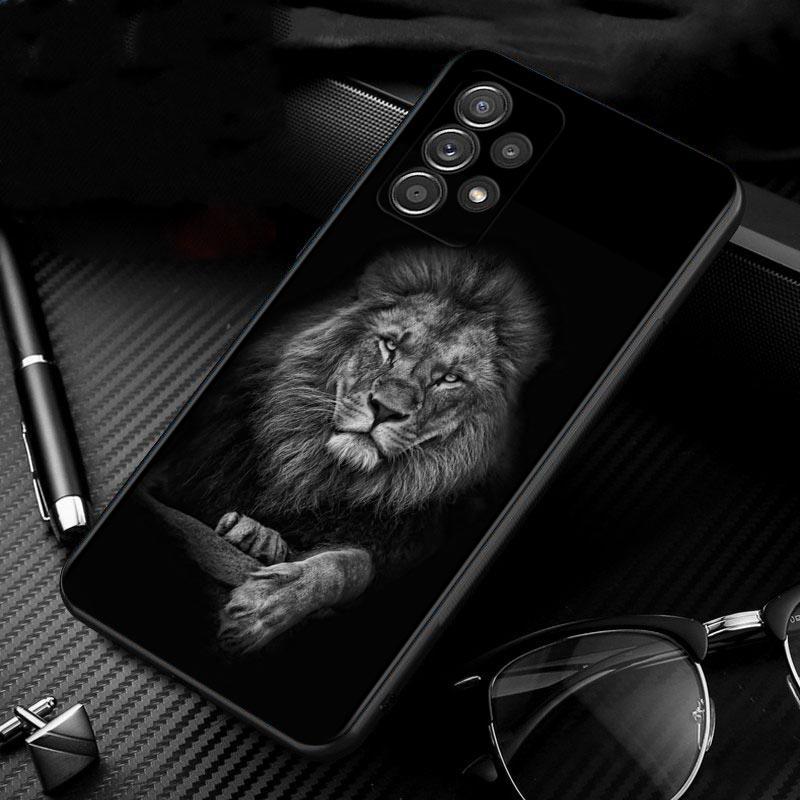 Чехол со львом для Samsung Galaxy A51 A71 A41 A31 A11 A01 A72 A52 A42 A32 A22 A21s A02s A12 A02, черный силиконовый чехол для телефона