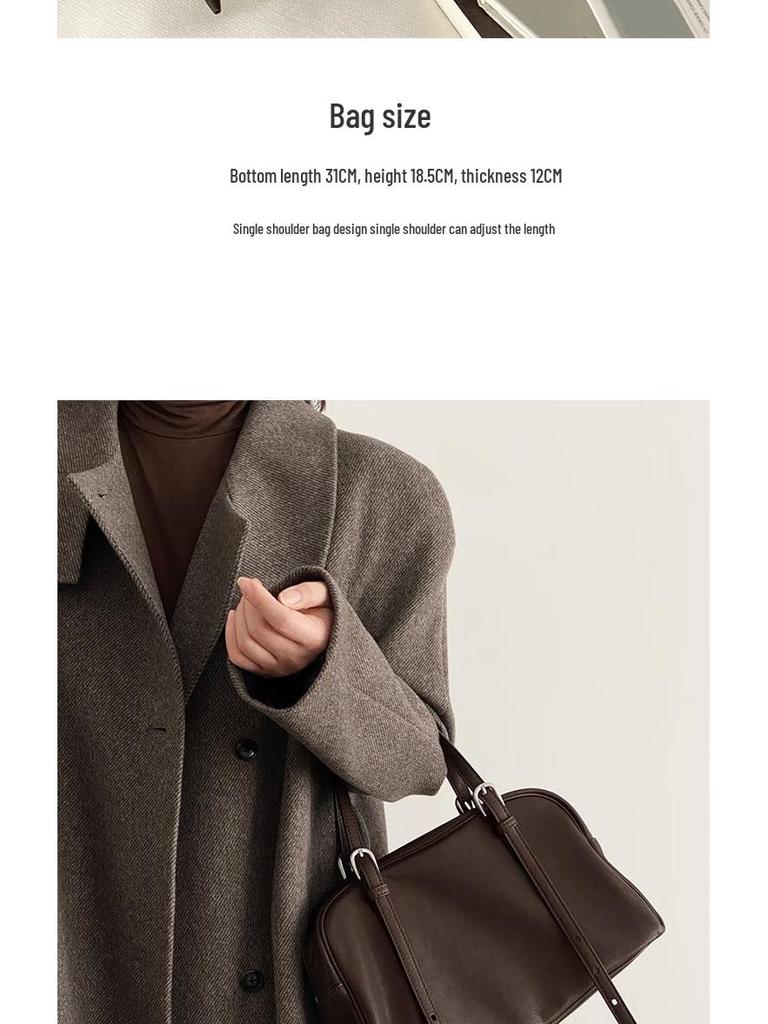 Нишевая Ретро Кожаная Сумка для Боулинга Yoyo Большой Вместимости - Женская Высококлассная Сумка на Плечо