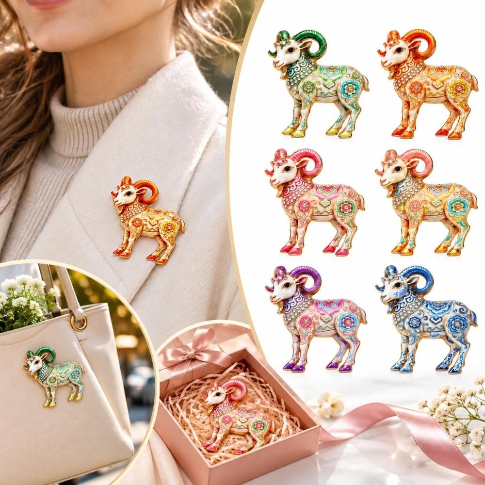 Elegant Sheep Brooch Enamel Painted Lapel Pin Durable Animal Brooch  Outfit Styling