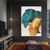 Nordic Blue Gold Plant Leaf Poster Ginkgo Leaves Abstract Canvas Print Wall Art Painting Picture Living Room Modern Decoration
