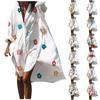 Fashion Women Floral Print Long Sleeves Buttons Cardigan Loose Shirt Dress