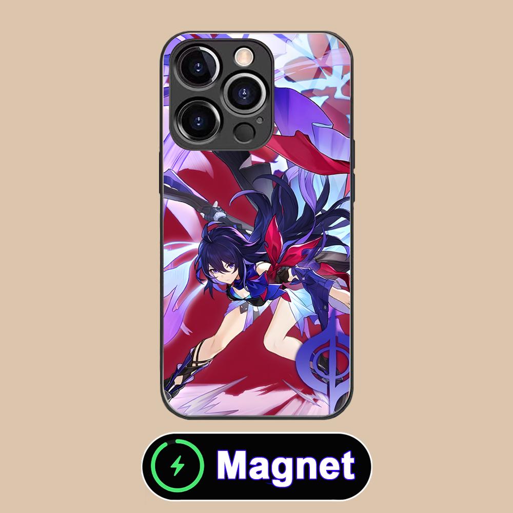 HSR Seele Стеклянный чехол для мобильного телефона MagSafe для iPhone 17 16 15 14 13 12 11 Air Pro Max Plus Mini Цветная крышка