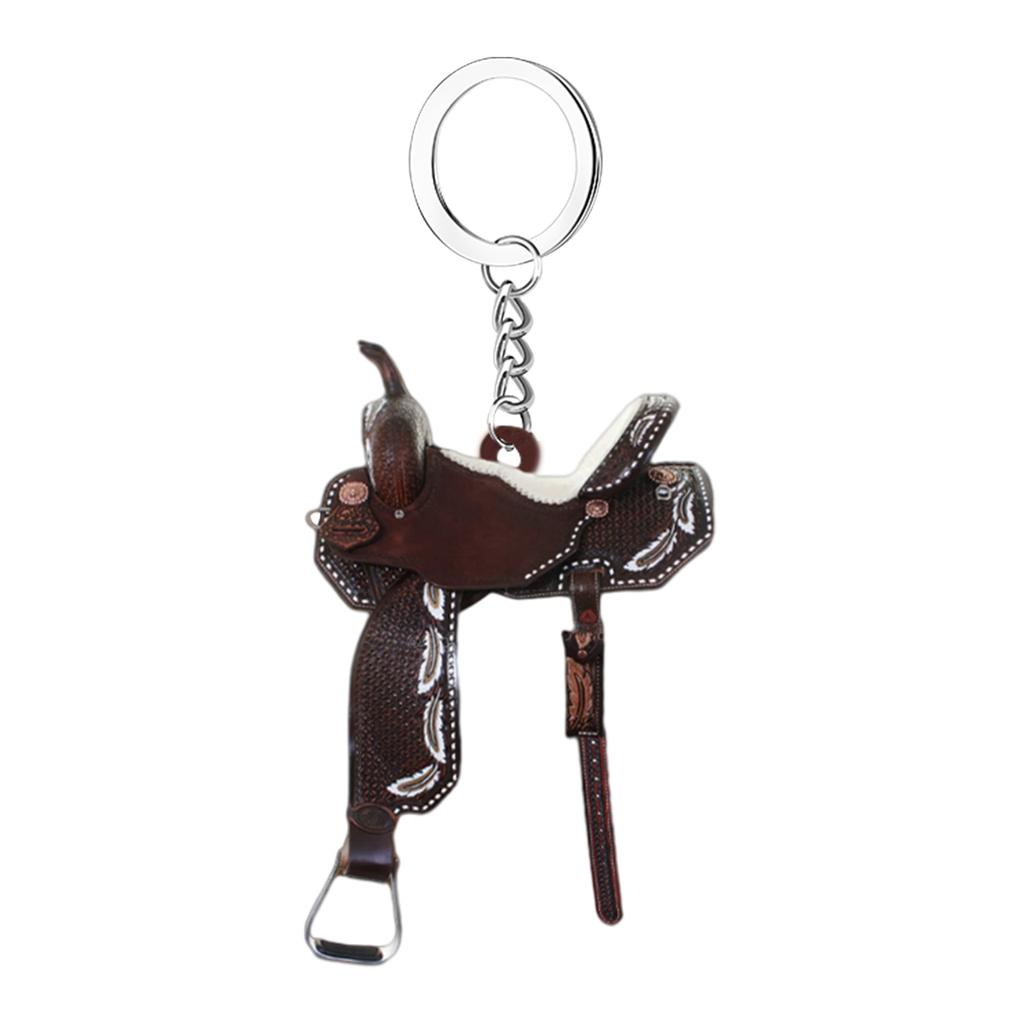 Saddle Acrylic Car Pendant Horse Saddle Keychain Western Horse Saddle Hangings Ornament Car Interior Decor Rear View Accessories