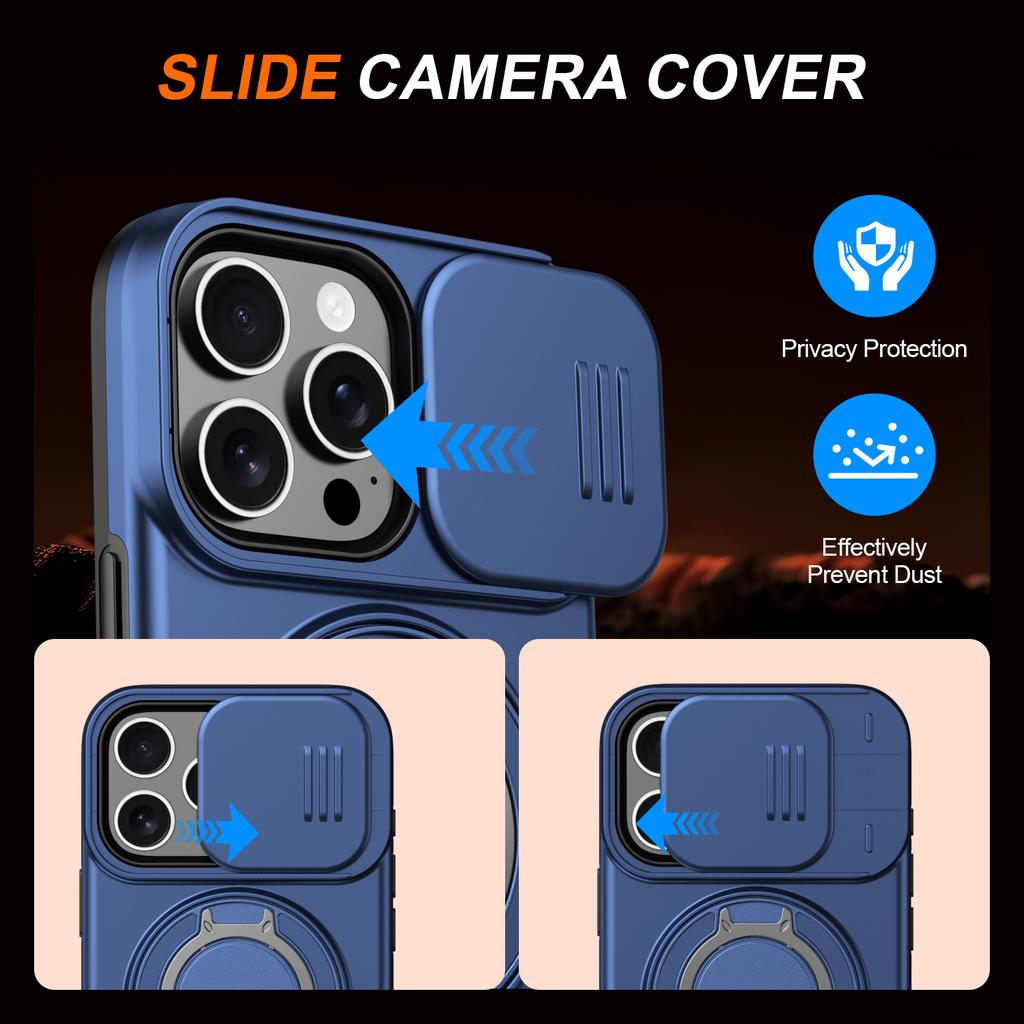 Case For 17 16 15 14 13 12 Pro Max Plus 17Air Heavy Duty Rugged Armor Magnetic Bracket Slide Camera Protection Cover