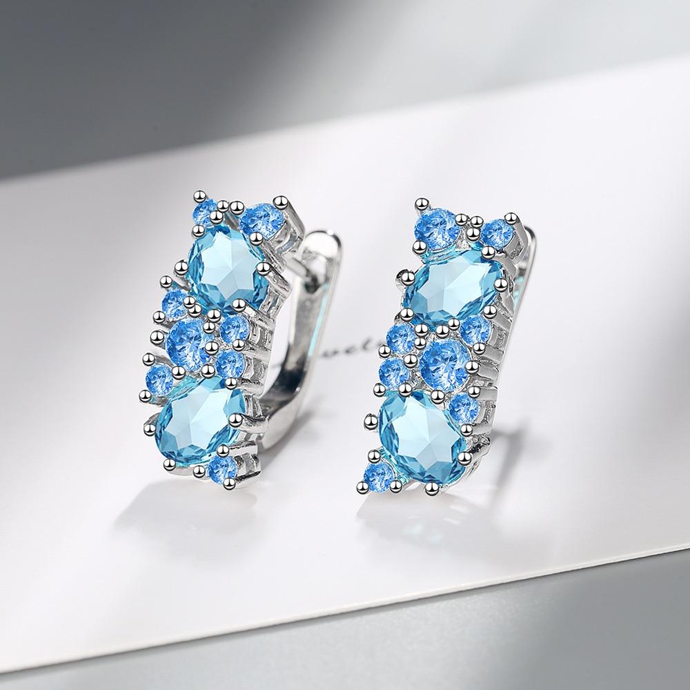 BELLA BOX Classic Earrings For Charm Lady With Blue Color Zircon Women Party Valentines Gifts
