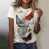 Women's T-Shirt Butterfly Graphic Print Summer Short Sleeve Casual Tops Street Fashion O Neck T-Shirt 2025 Female Clothing