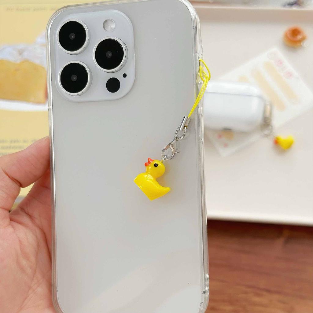 Желтый Утенок Ремешок для Мобильного Телефона Легкая Полимерная Подвеска Брелок Животное Брелок Подарок для Любителей Моды
