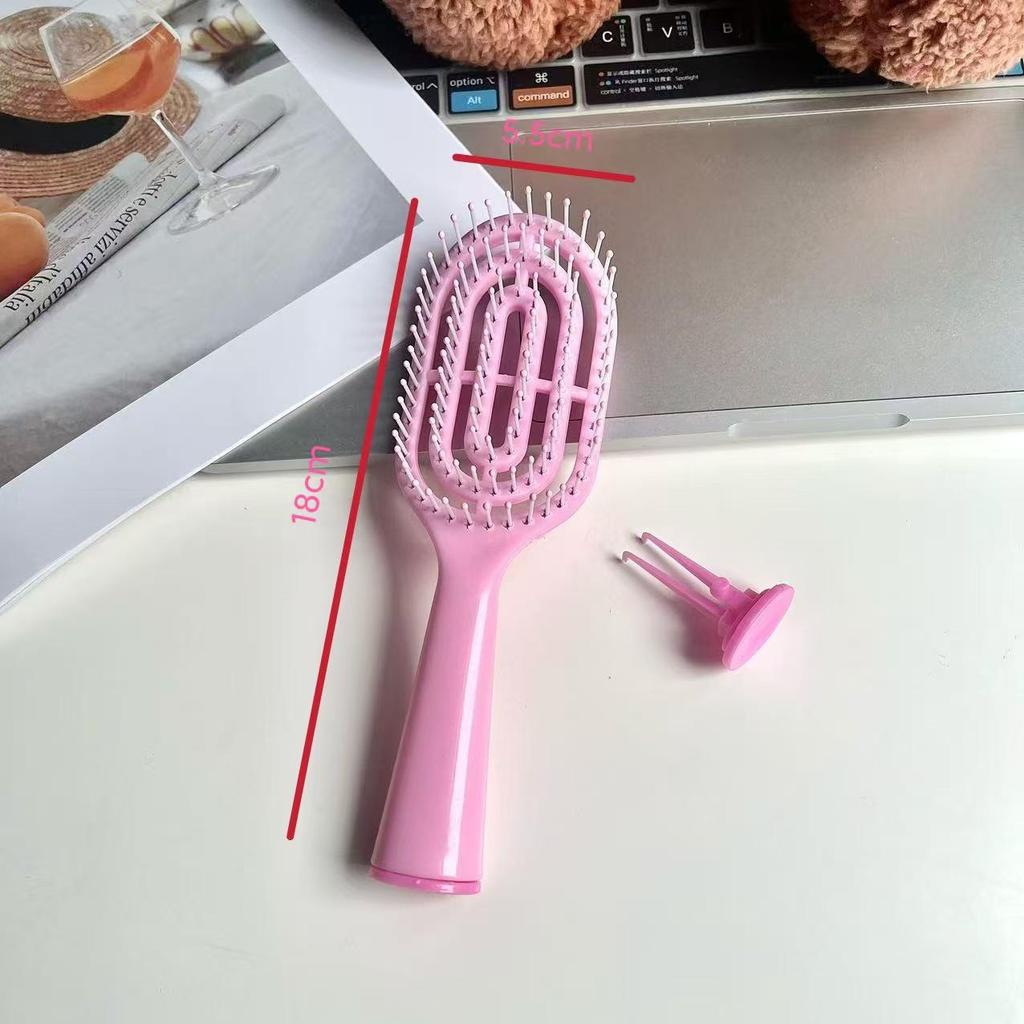 Macaron Mini Rib Comb: Dual-Use, Long Handle, High Skull Fluffy Massage for Styling Wet & Dry Hair