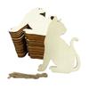 20x Wooden Bird Ornaments Halloween Cat Shaped with Hemp Ropes Decorative Plaques DIY Drawing Party Favor Unfinished Wood Slices