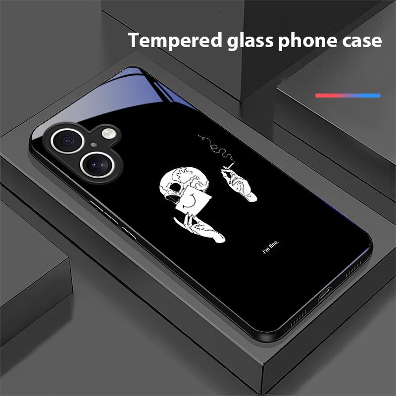 Танцующий скелет для Apple iPhone 16E 16 E 11 13 15 P Ro 14 Pro Max 12 Mini 7 8 Plus XR X XS Черный чехол для телефона из закаленного стекла