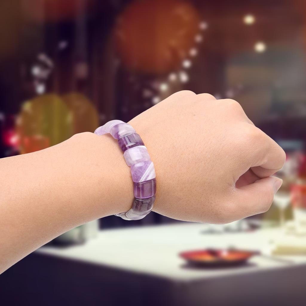 Браслет с аметистом, смешанный цвет, чисто натуральный, высокоэластичный хрустальный браслет для юбилея вечеринки