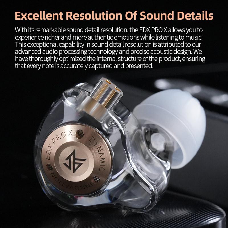 KZ EDX PRO X Wired Earphones Dynamic Drive HiFi Stereo Bass Sound Earbud Music Noise Cancelling Gaming Headset Detachable Cable