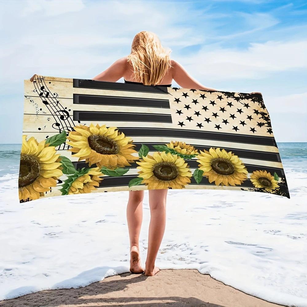 Exotic Floral Print Soft Microfiber Large Towel Water Absorbent For Beach Surf Use