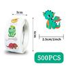 500 Pictures/roll Dinosaur Reward Stickers Cute Cartoon Kindergarten Elementary School Children Stickers Seal