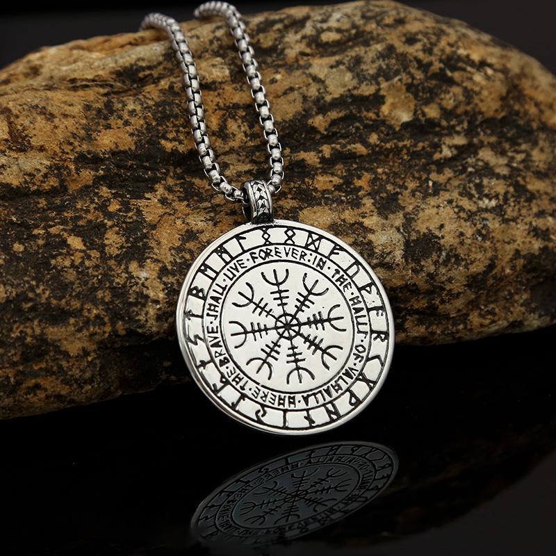 Горячие продажи новых аксессуаров в европейском и американском стиле, мужская мода, ожерелье из нержавеющей стали с круглым кулоном в виде компаса