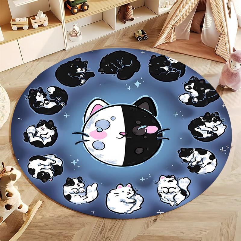 "Charming Cat-Themed Round Carpet for Cozy Spaces" round carpet for home sofa bedroom, gift